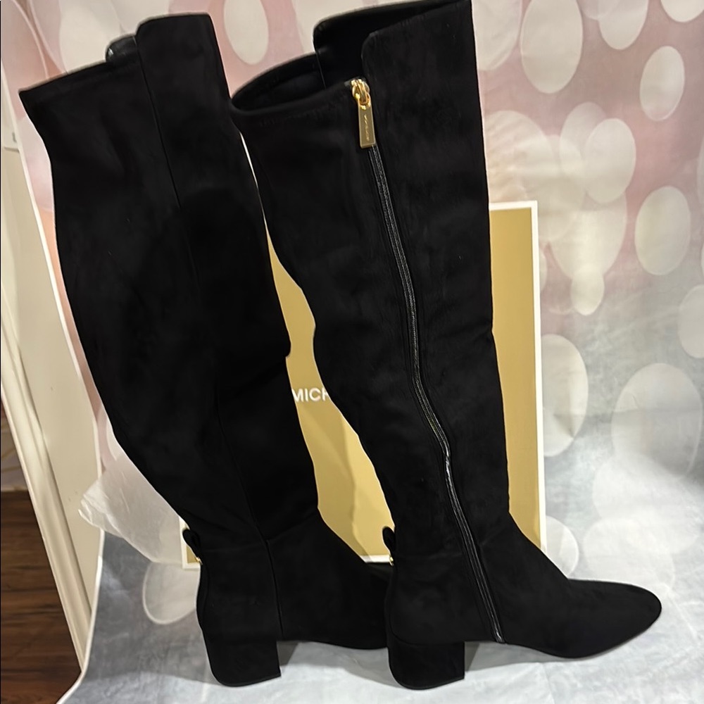 Michael Kors Black Suede Over the Knee Boots